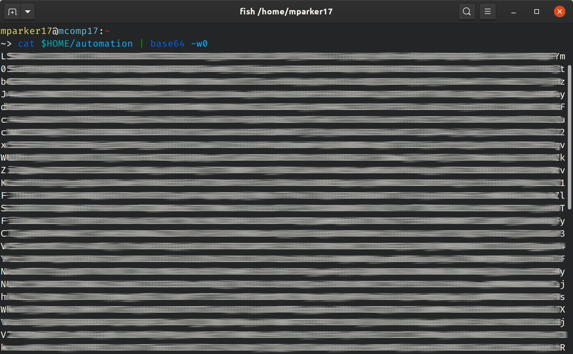 Screen capture of base64-encoding a SSH key